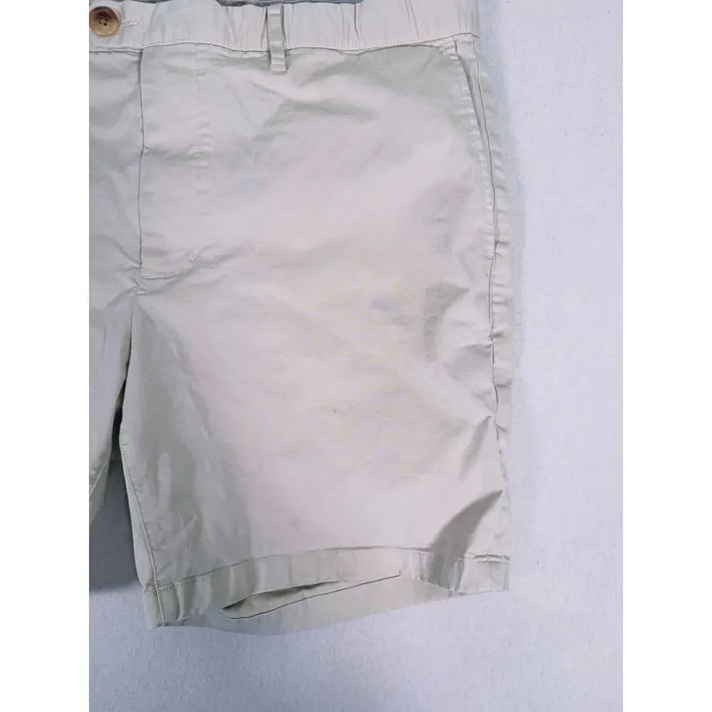 Proper Cloth Mens Chino Shorts Cotton Size 36 Khaki Beige Golf Preppy Stretch